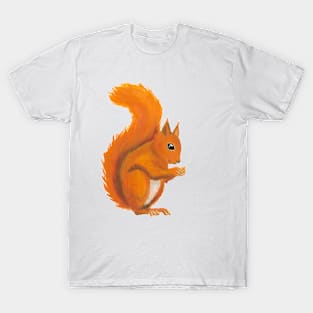 Red Squirell Watercolor Gouache Pattern T-Shirt